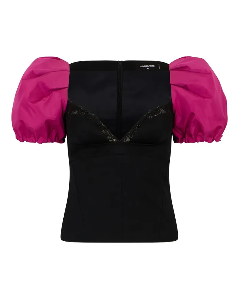 Dsquared2 Snow-Tech Oberteil mit Puffärmeln - Schwarz Schwarz