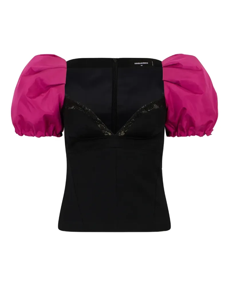 Dsquared2 Snow-Tech Oberteil mit Puffärmeln - Schwarz Schwarz