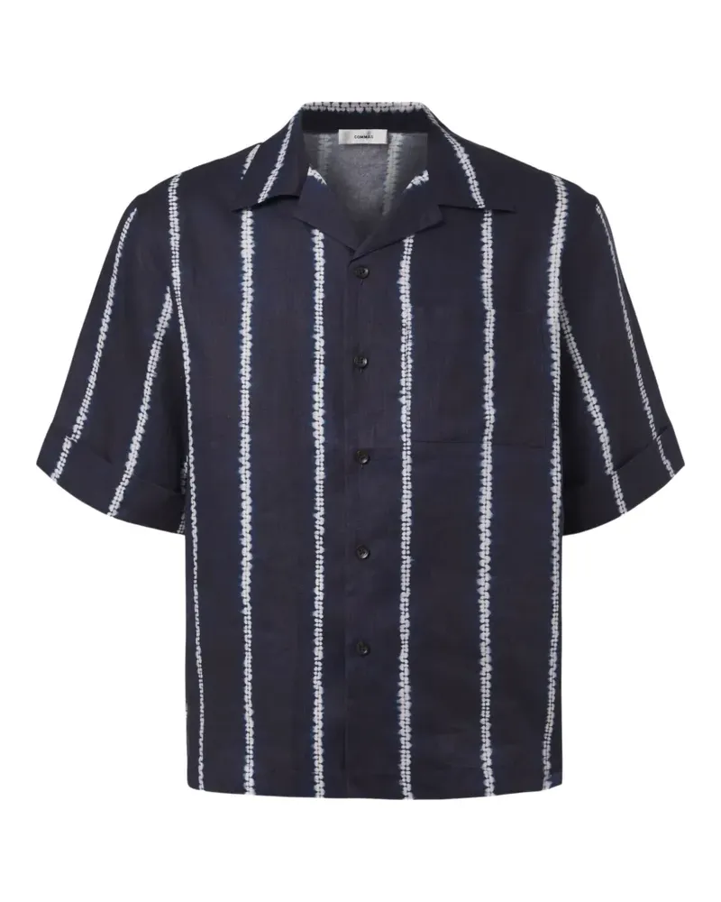 COMMAS Leinenhemd mit Shibori-Streifen - Blau Blau
