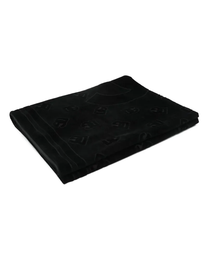 Dolce & Gabbana Badetuch mit Jacquard-Logo - Schwarz Schwarz