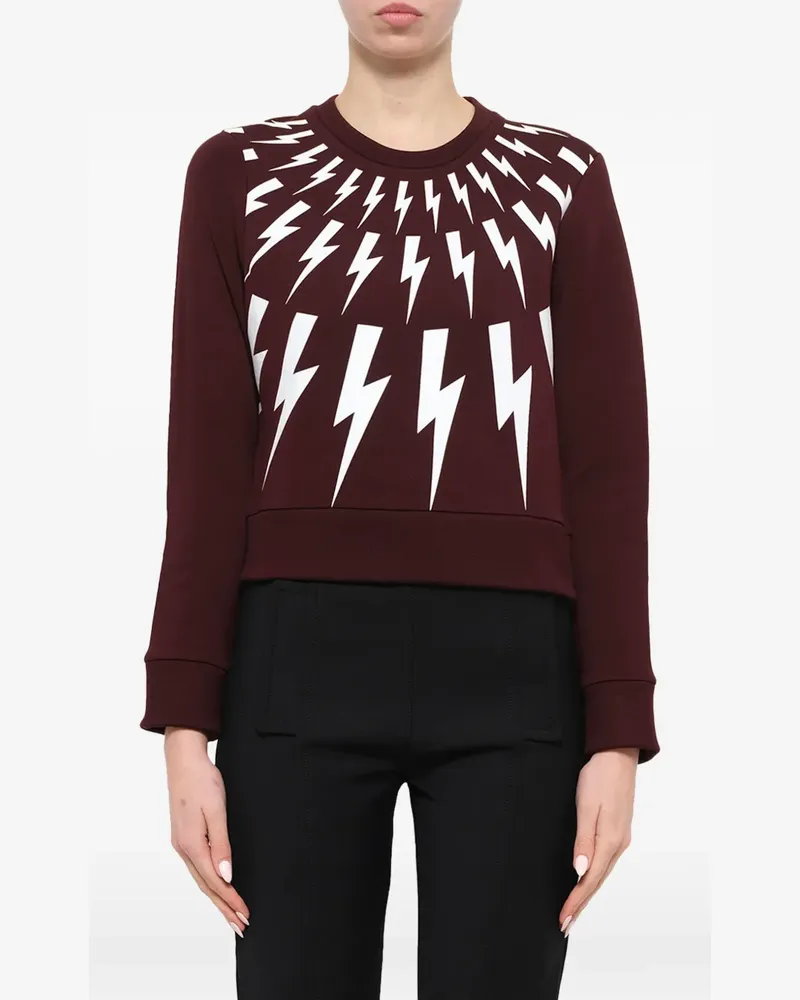 Neil Barrett Fair Isle Sweatshirt mit Blitz-Print - Rot Rot