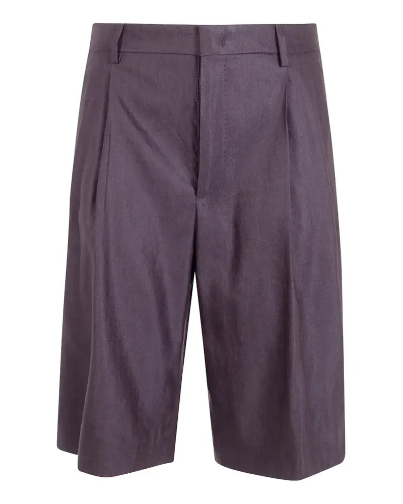 Tagliatore pleated linen tailored bermuda shorts - Violett Violett
