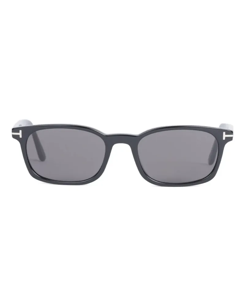 Tom Ford Eckige Sonnenbrille mit T-Logo - Schwarz Schwarz