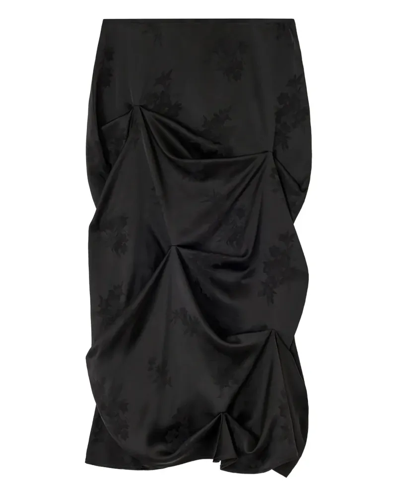 Ganni Minirock mit Blumenmuster - Schwarz Schwarz