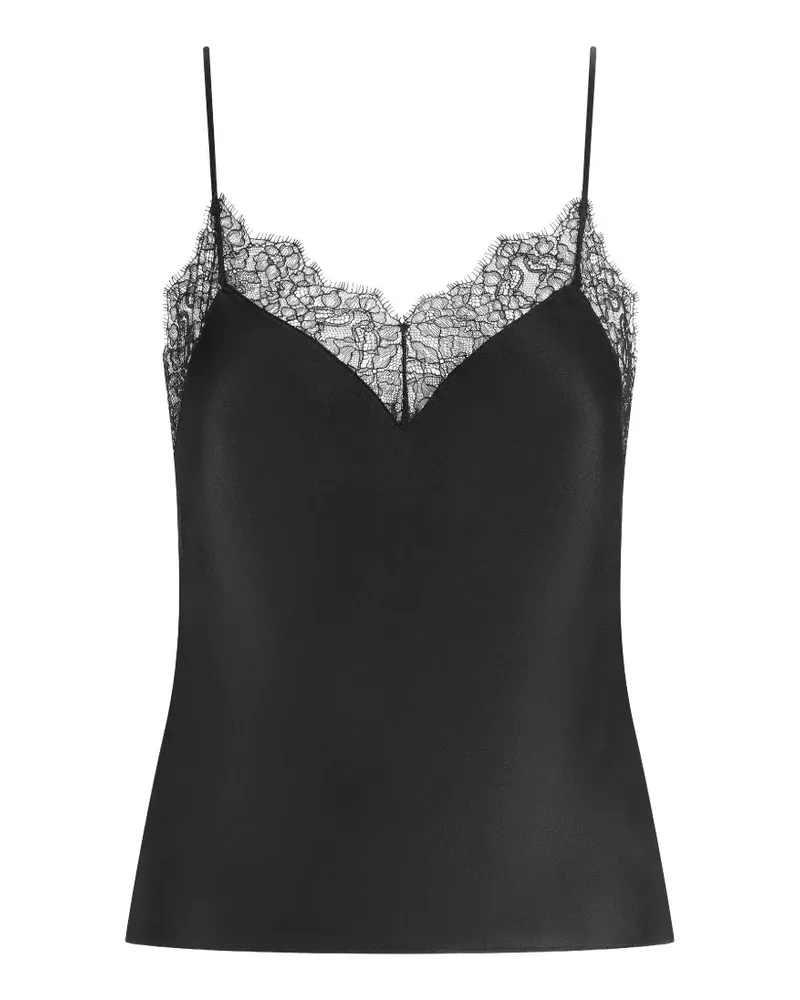 Maison Close Camisole-Seidentop mit Spitzenbesatz - Schwarz Schwarz