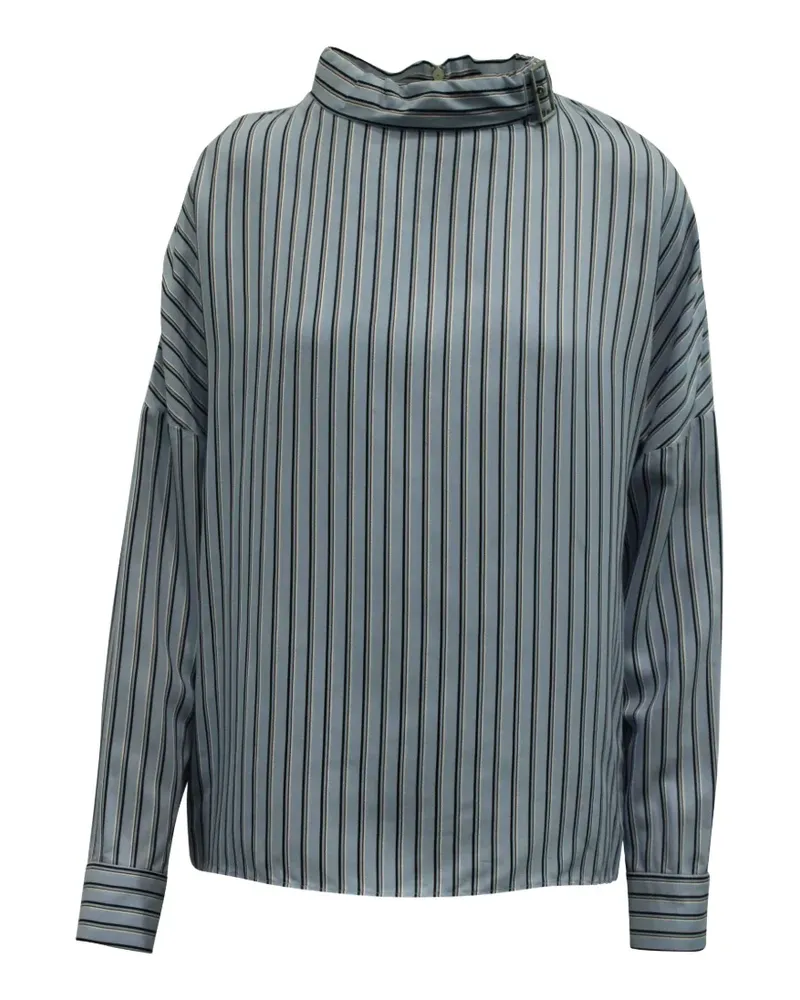 tibi Gestreifte Bluse mit Stehkragen - Blau Blau