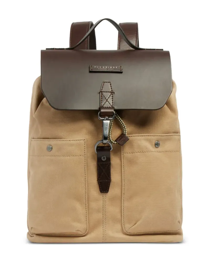 The Bridge leather-trim flap-top backpack - Nude Nude