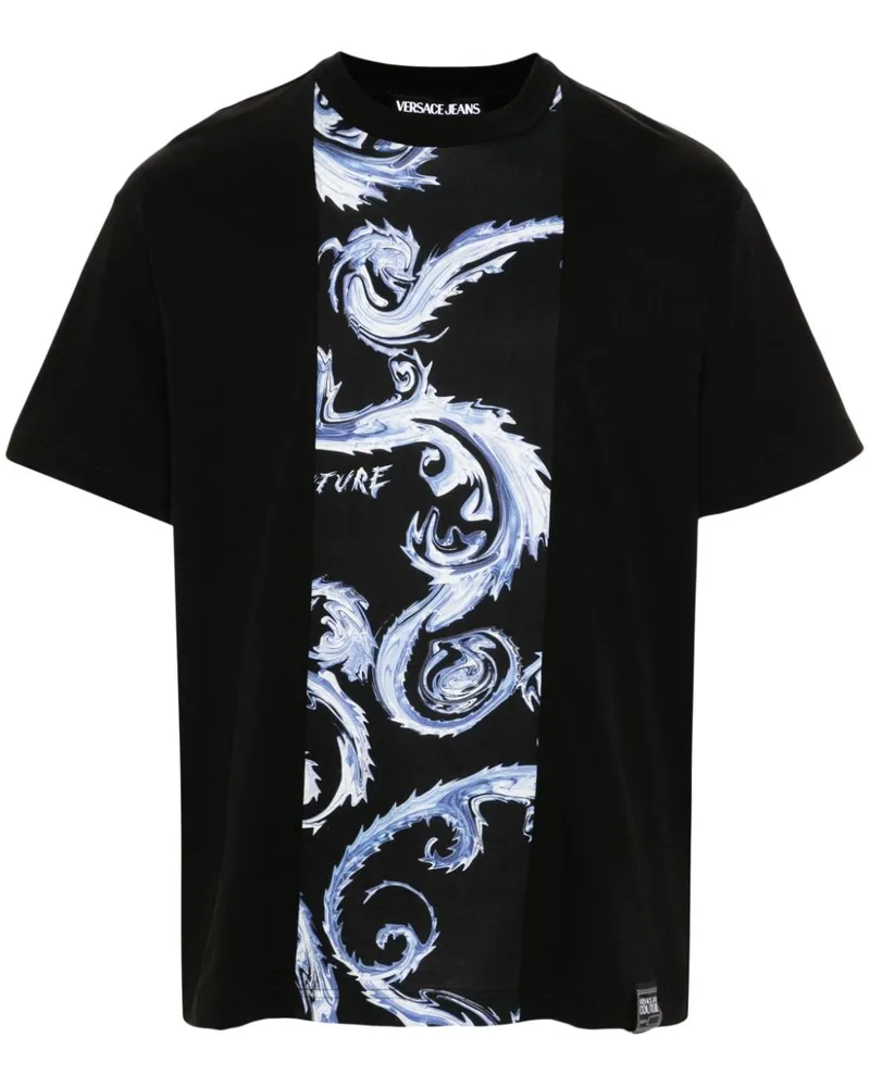 Versace Jeans T-Shirt mit Barocco-Print - Schwarz Schwarz