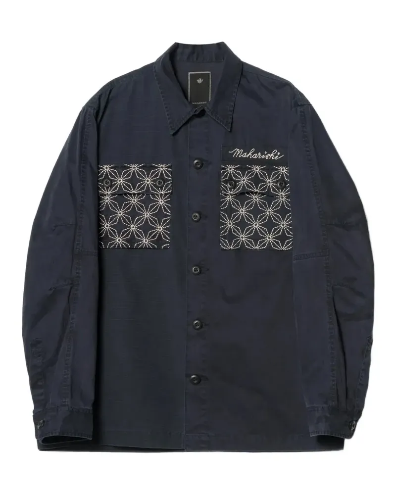 maharishi Sashiko Hemd mit Stickerei - Blau Blau