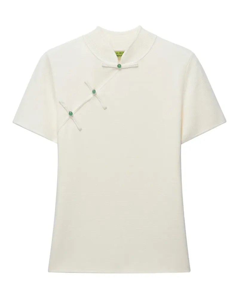 Shanghai Tang Qipao polo top - Weiß Weiß