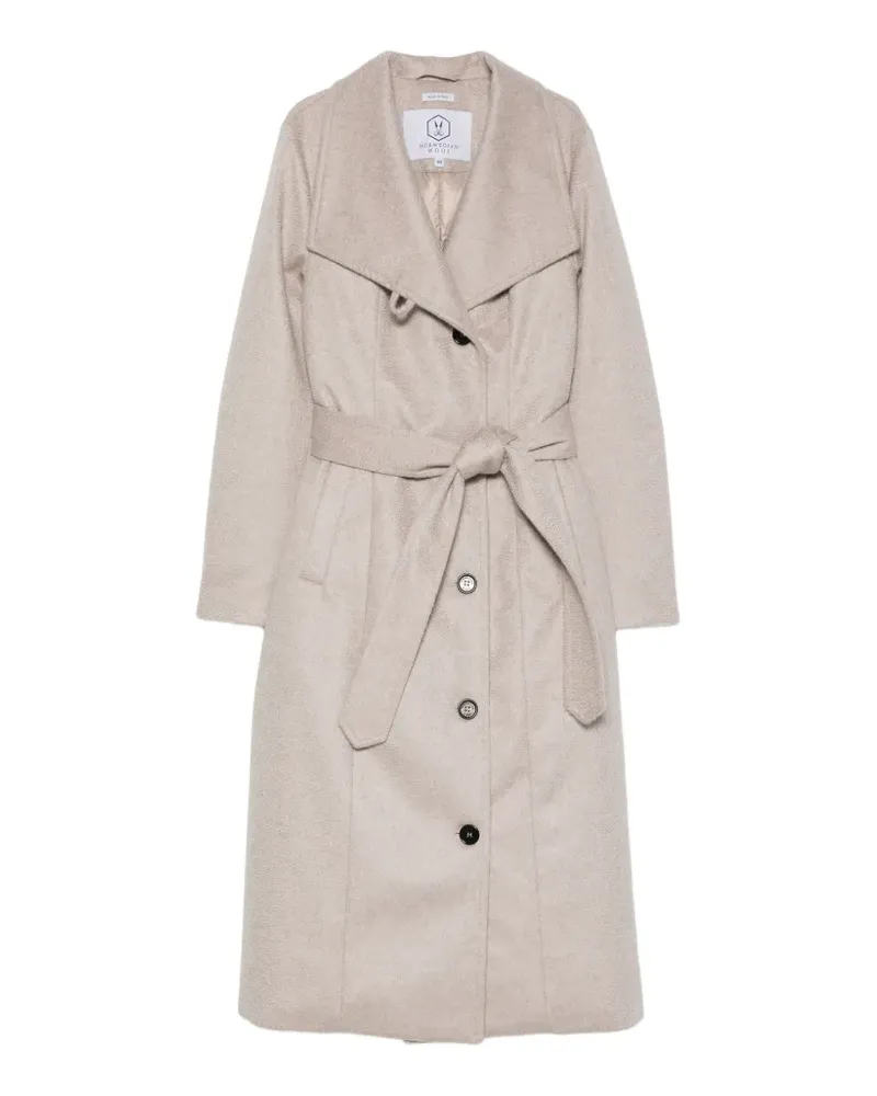Norwegian Wool belted button-front coat - Nude Nude