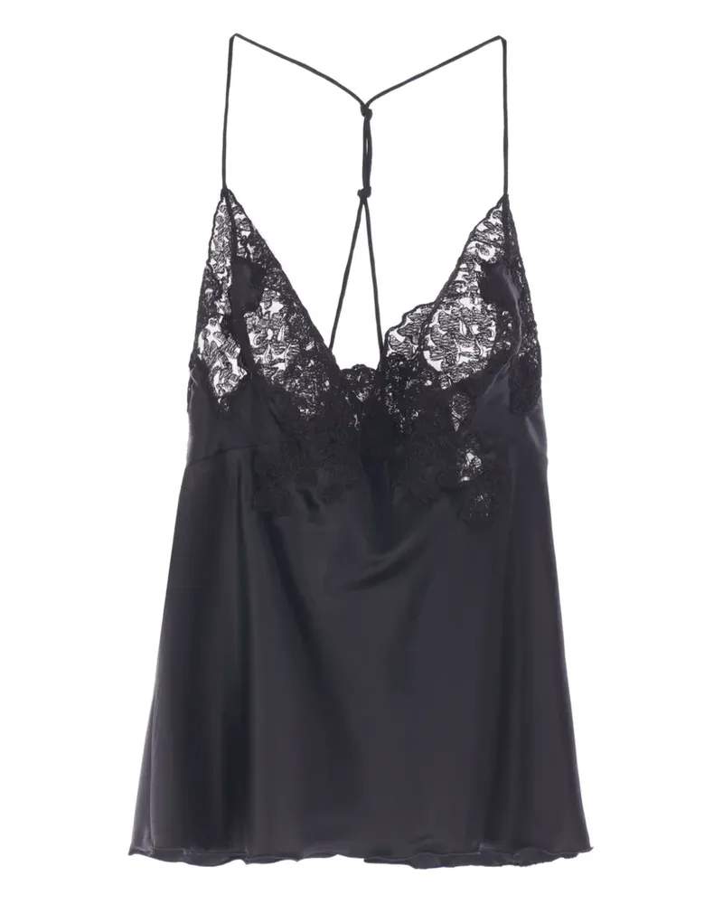 Ermanno Scervino Satintop mit Spitzeneinsätzen - Schwarz Schwarz