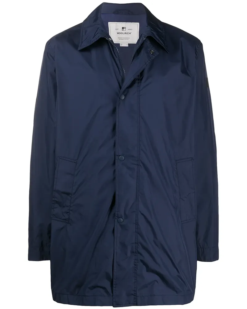 Woolrich Mantel mit verdecktem Verschluss - Blau Blau