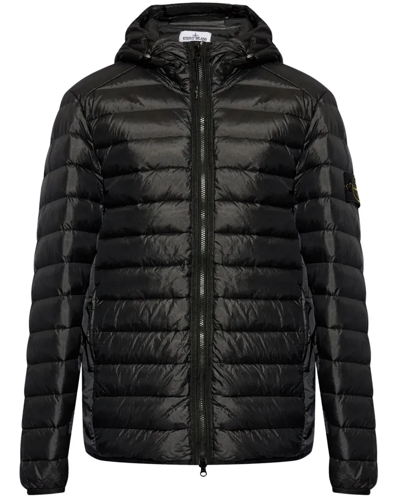 Stone Island Daunenjacke mit Kapuze - Schwarz Schwarz