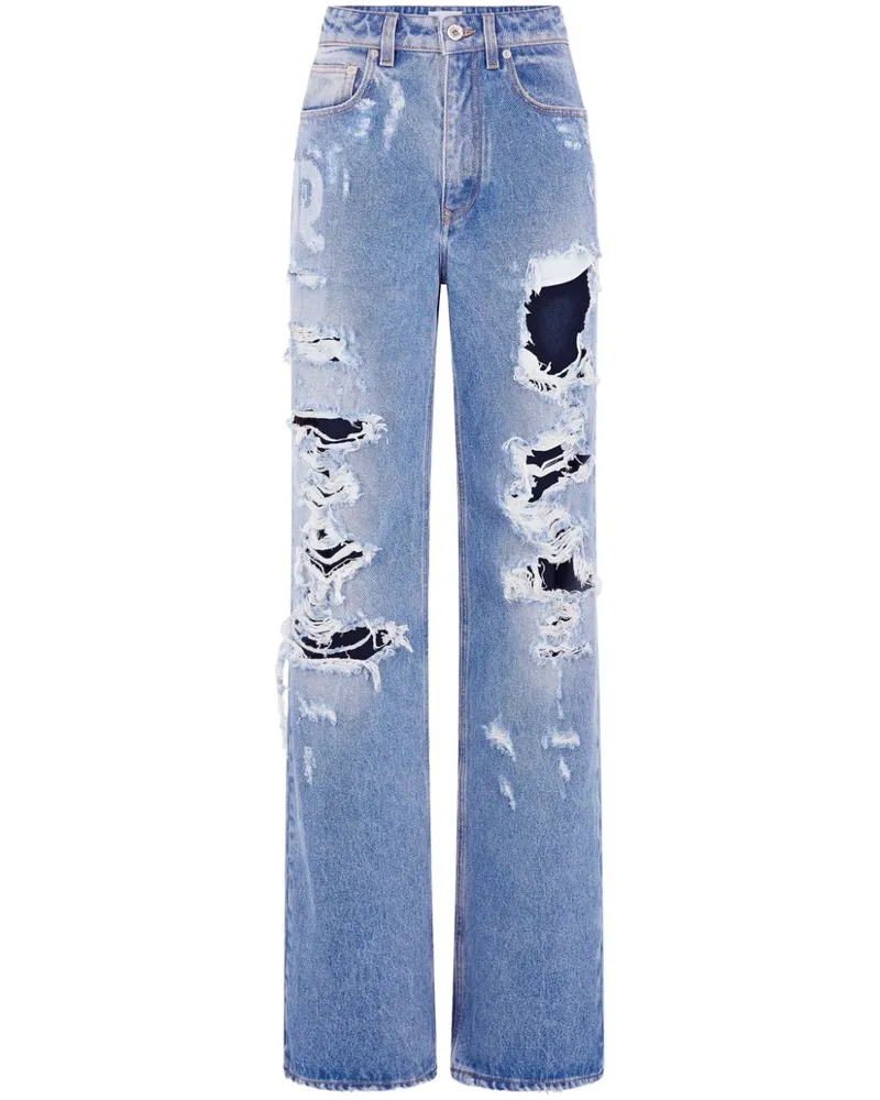Paco Rabanne Wide-Leg-Jeans mit Distressed-Detail - Blau Blau