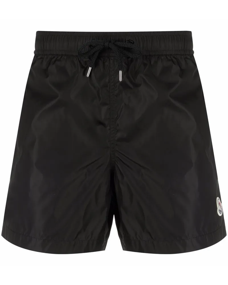 Moncler Badeshorts mit Logo-Patch - Schwarz Schwarz
