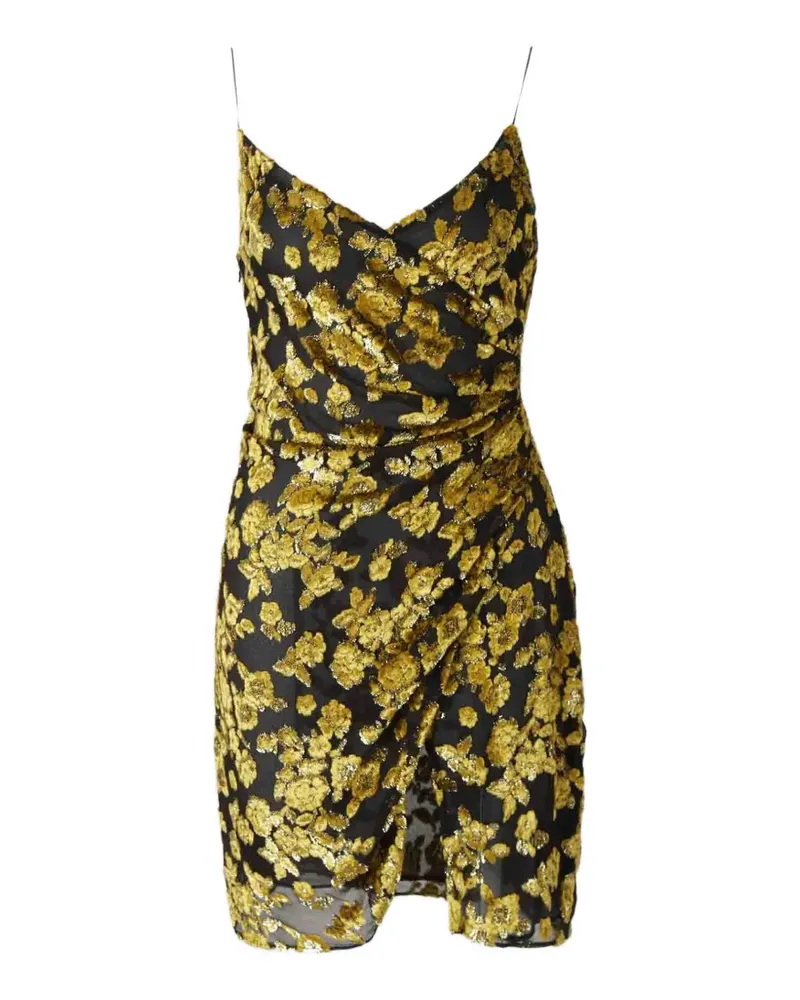 Balmain Drapiertes Minikleid mit Blumenmuster - Schwarz Schwarz