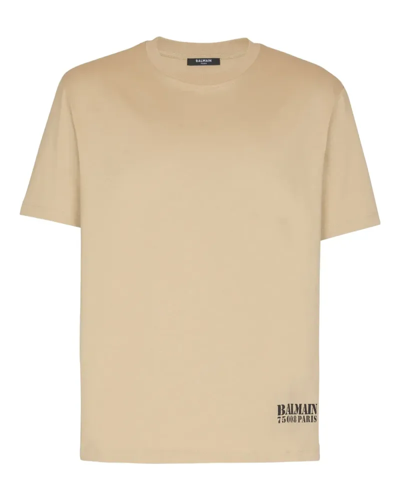 Balmain T-Shirt mit Logo-Stempel - Nude Nude