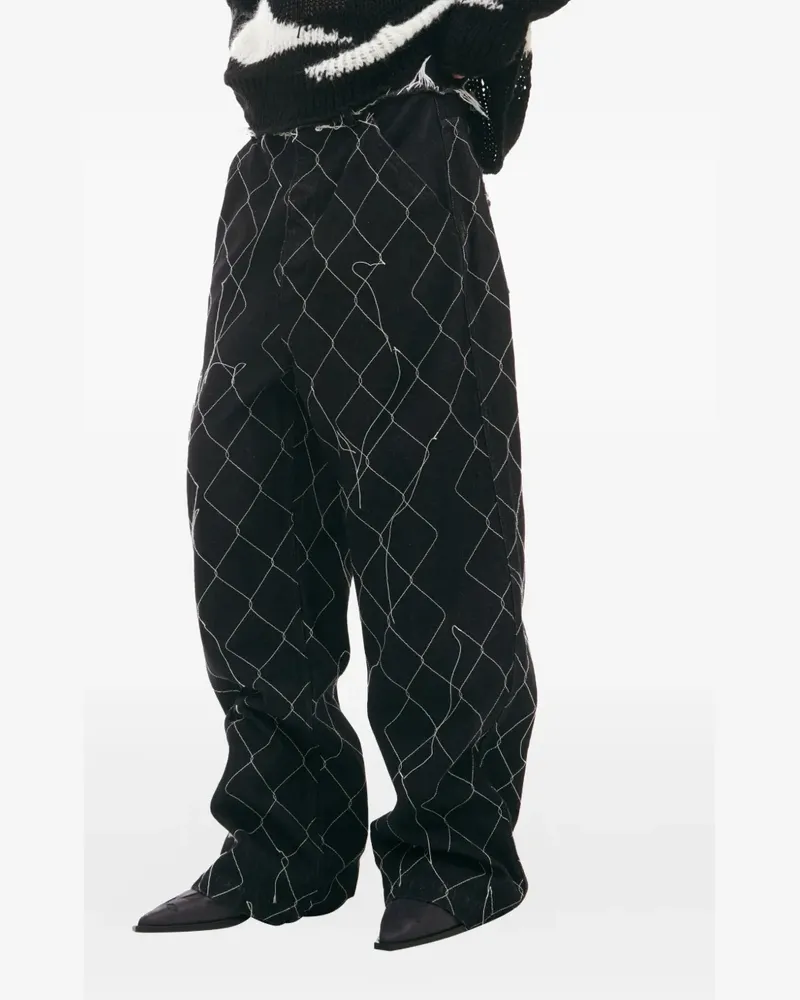 AIREI Jeans mit Rautenmuster - Schwarz Schwarz