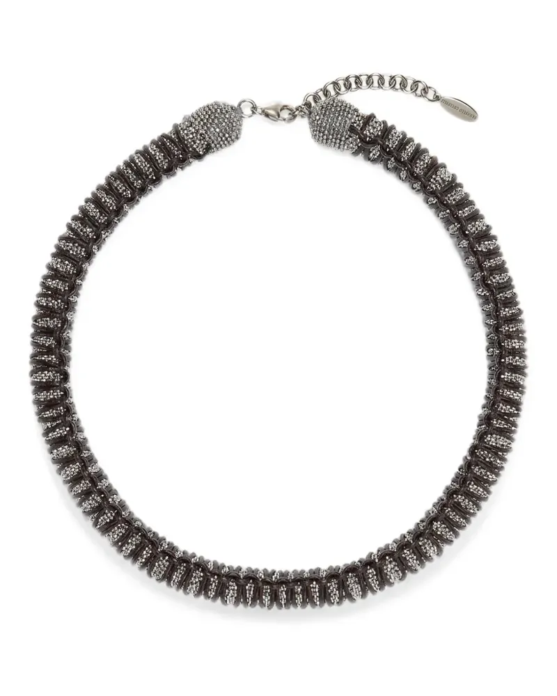 Brunello Cucinelli Halskette mit Monili und Leder - Silber Silber