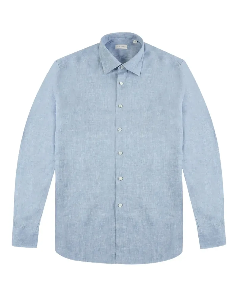 Glanshirt Hemd aus Leinen - Blau Blau