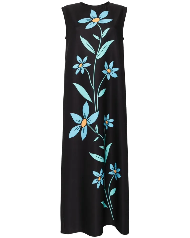Bambah Ärmelloses Hibiscus Kleid - Schwarz Schwarz