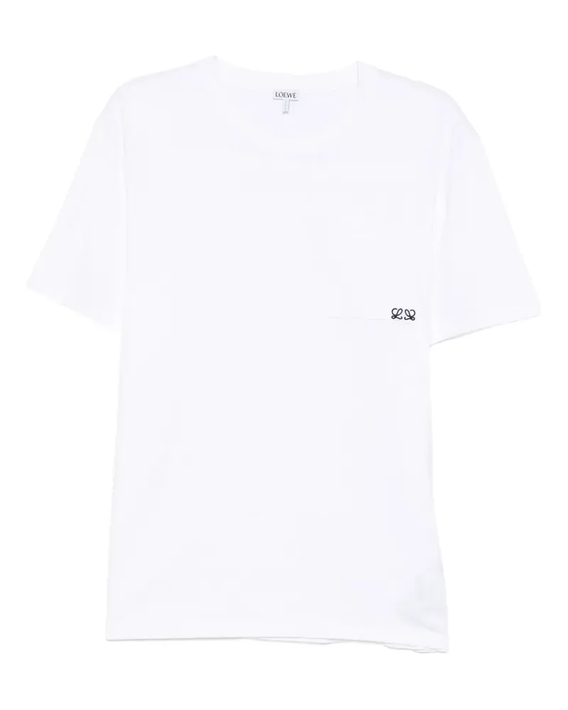 Loewe T-Shirt mit aufgesticktem Anagram - Weiß Weiß