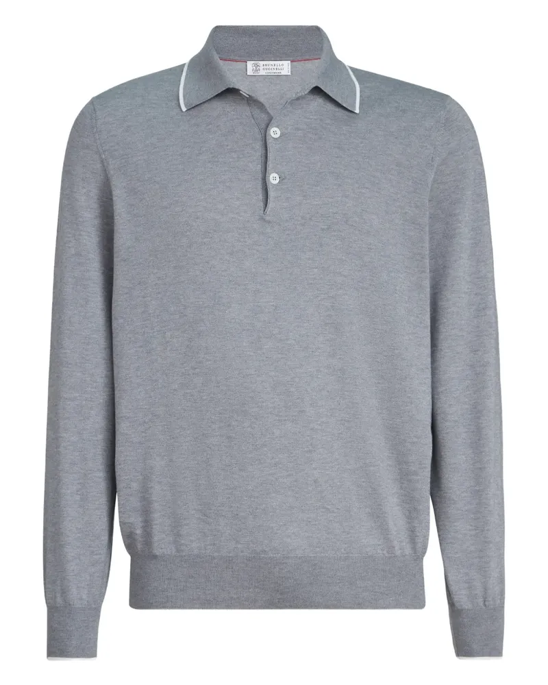 Brunello Cucinelli Langärmeliges Poloshirt - Grau Grau