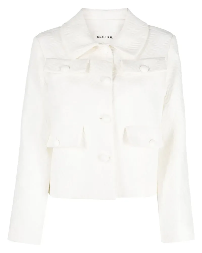 P.A.R.O.S.H. Cropped-Jacke mit geprägten Texturen - Weiß Weiß