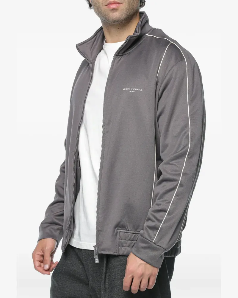 Armani Exchange piped-trim zip-up jacket - Grau Grau