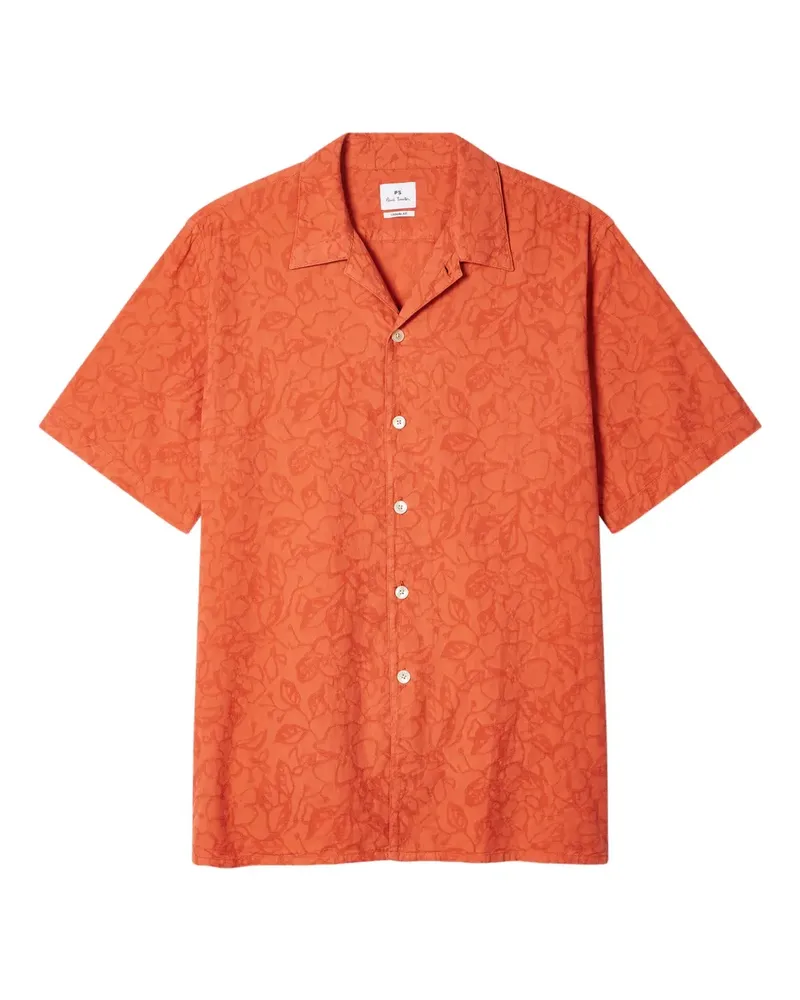 Paul Smith Kurzärmeliges Hemd mit Blumenstruktur - Orange Orange