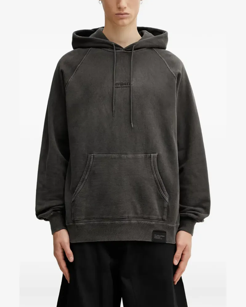 Neighborhood logo-embroidered raglan-sleeve hoodie - Grau Grau
