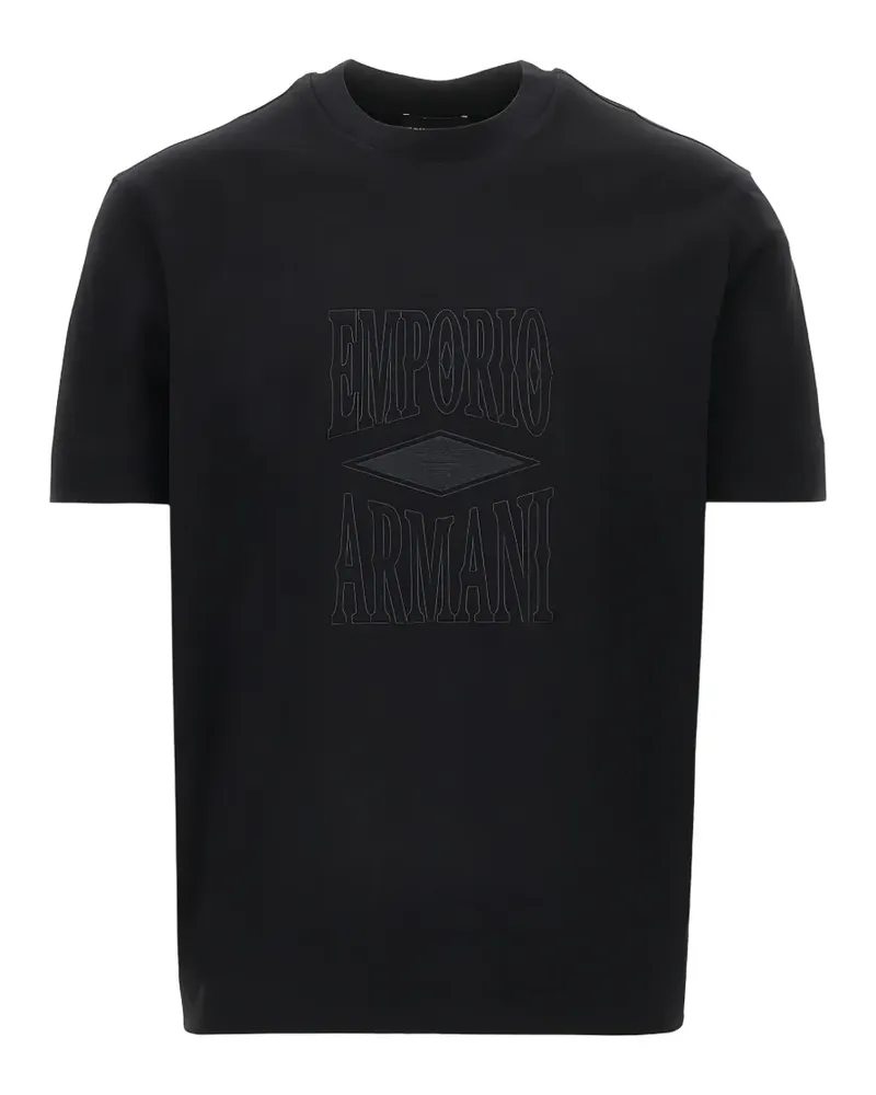 Emporio Armani logo-embroidered T-shirt - Schwarz Schwarz