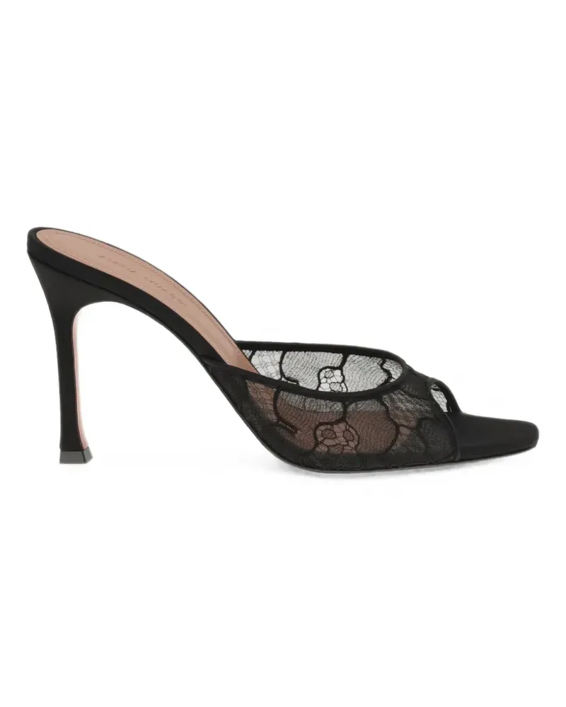 Amina Muaddi Alexa Sandalen aus Spitze - Schwarz Schwarz