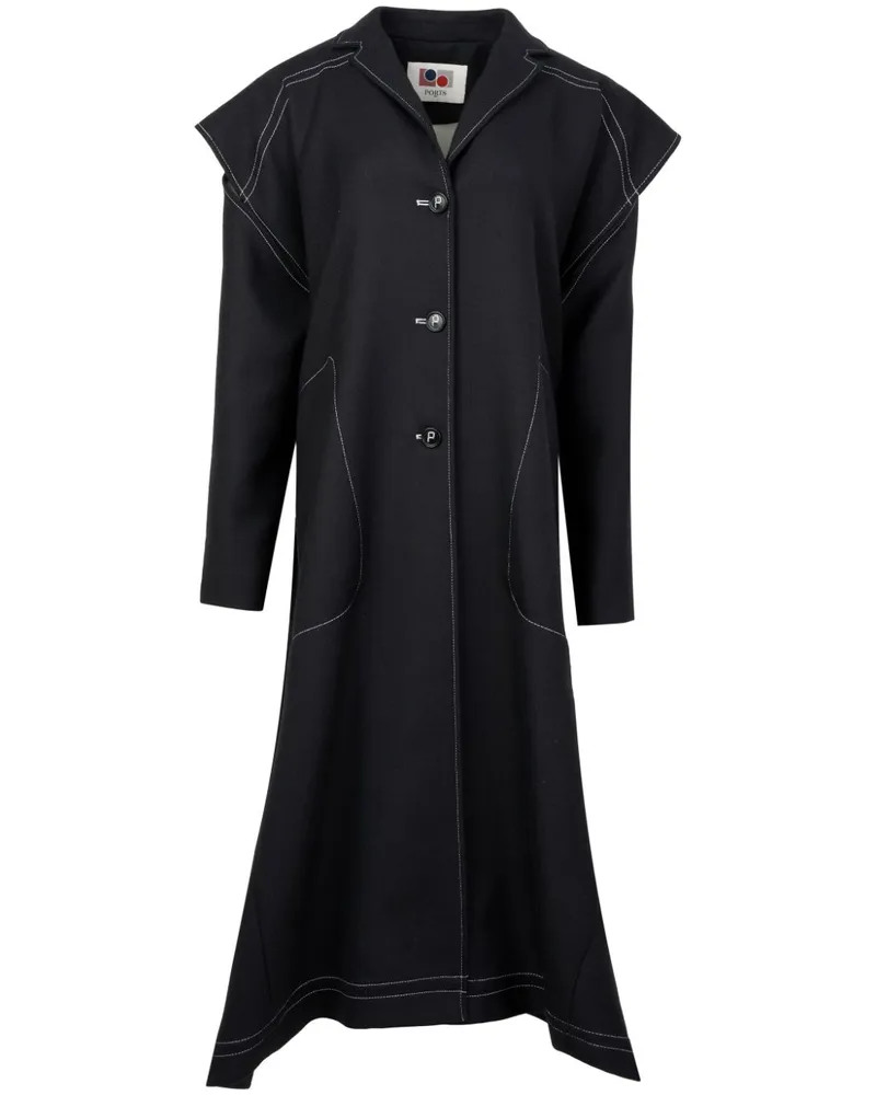 Ports 1961 Einreihiger Trenchcoat - Schwarz Schwarz