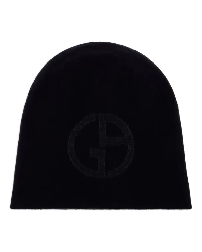 Giorgio Armani Kaschmirbeanie mit Logo-Stickerei - Blau Blau