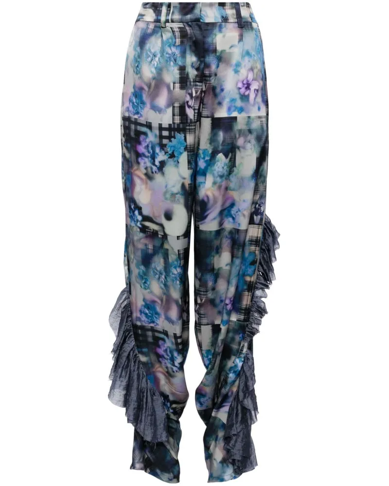 Collina Strada Gerüschte Hose mit Print - Blau Blau