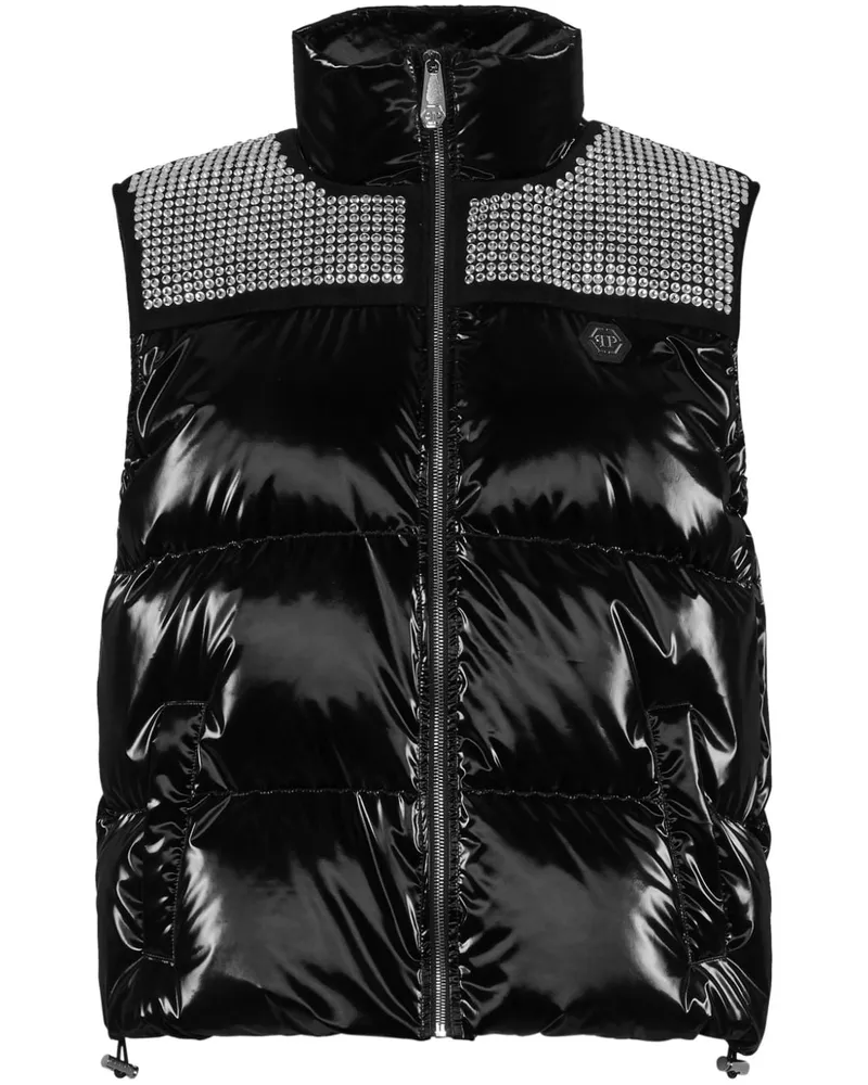 Philipp Plein Gefütterte Weste mit Kristallen - Schwarz Schwarz