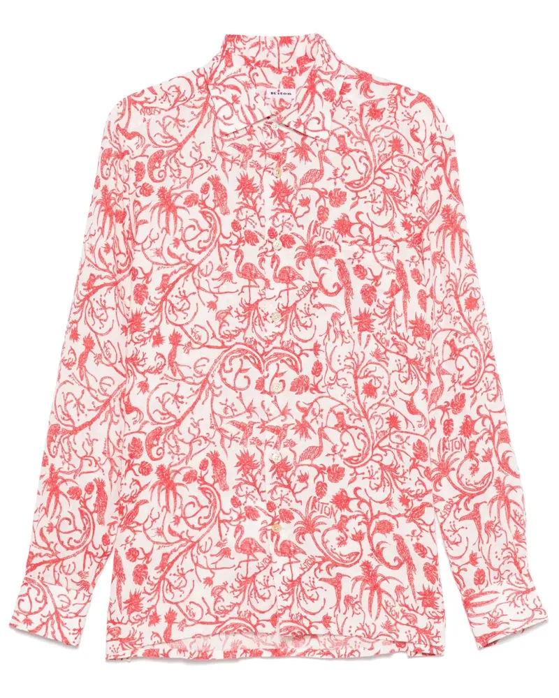 Kiton Hemd mit tropischem Print - Weiß Weiß