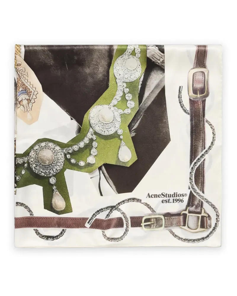 Acne Studios Seidenschal mit Pferde-Print - Nude Nude