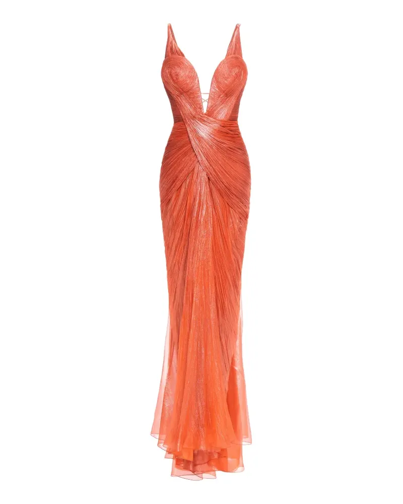 Maria Lucia Hohan Corinna draped lace-up maxi dress - Orange Orange