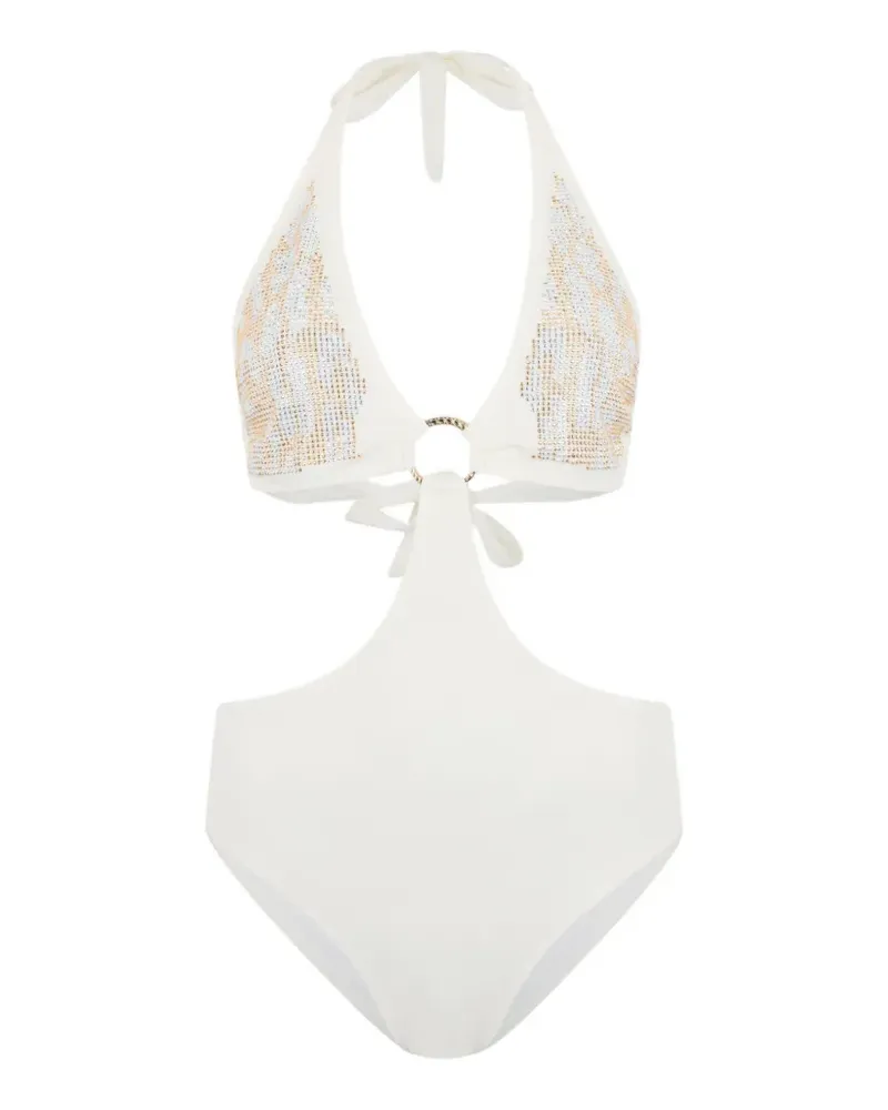Roberto Cavalli Verzierter Badeanzug mit Jaguar-Motiv und Cut-out - Nude Nude