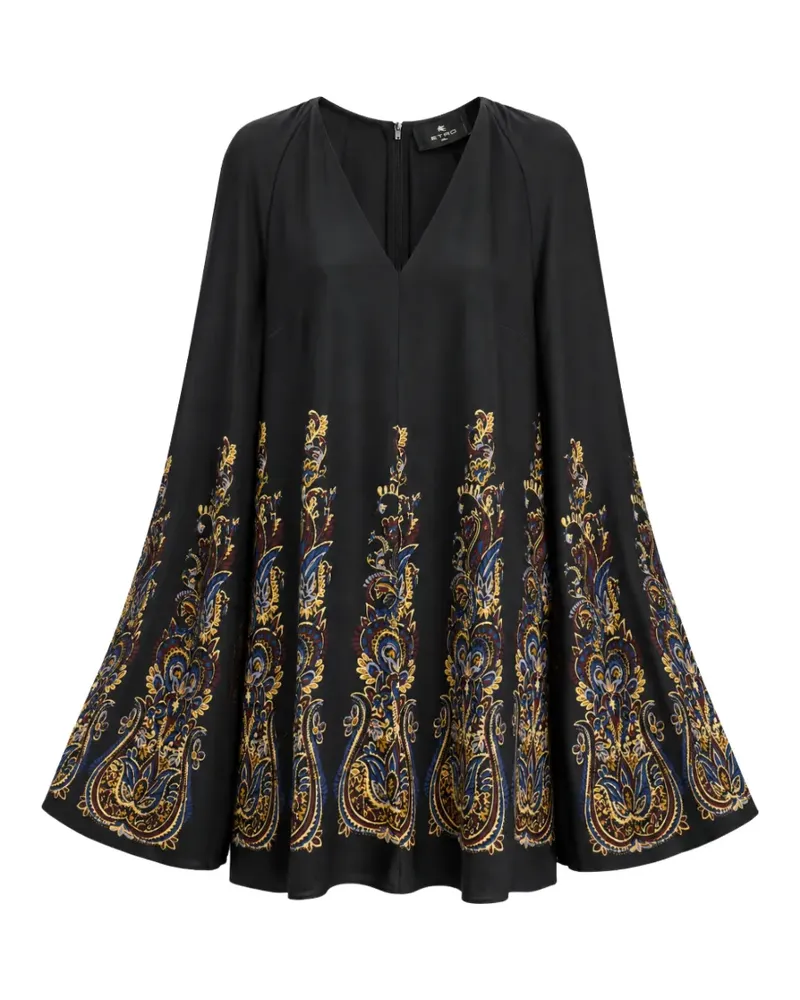 Etro paisley-print V-neck dress - Schwarz Schwarz