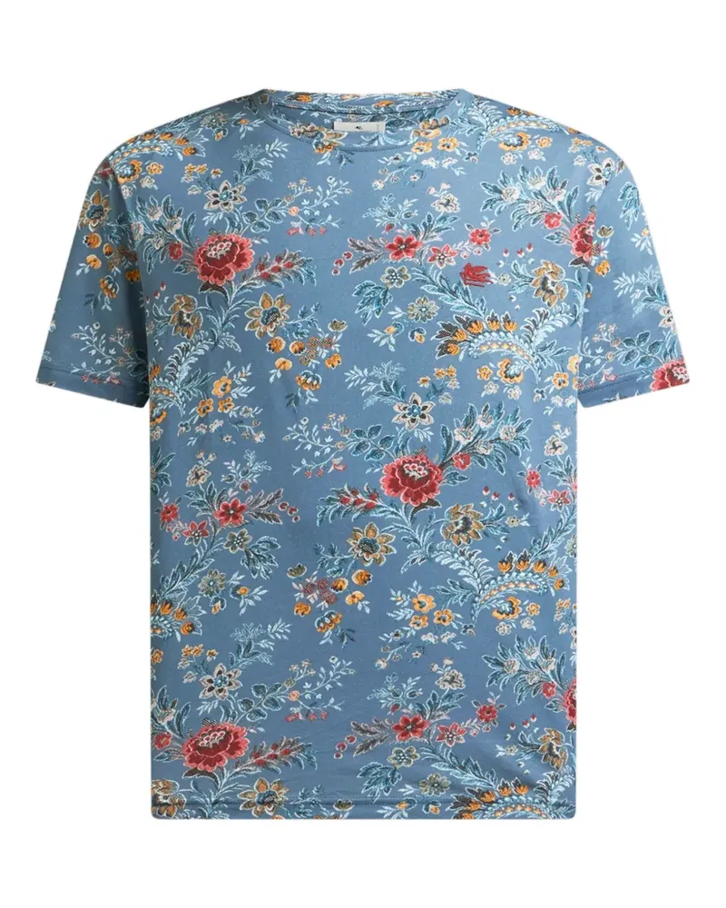 Etro T-Shirt mit Blumen-Print - Blau Blau