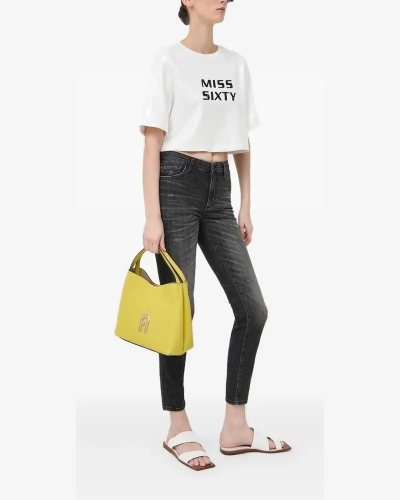 Miss Sixty Cropped-Top mit Pailletten - Weiß Weiß