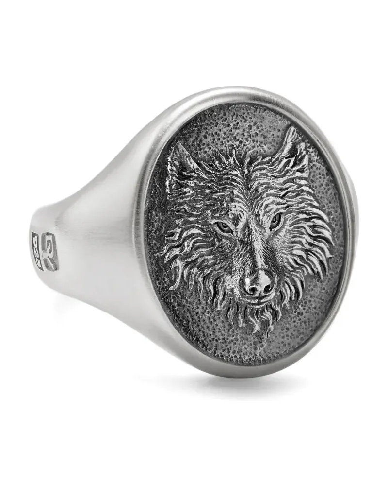 David Yurman Petrvs Wolf Siegelring aus Sterlingsilber 21,5mm Silber
