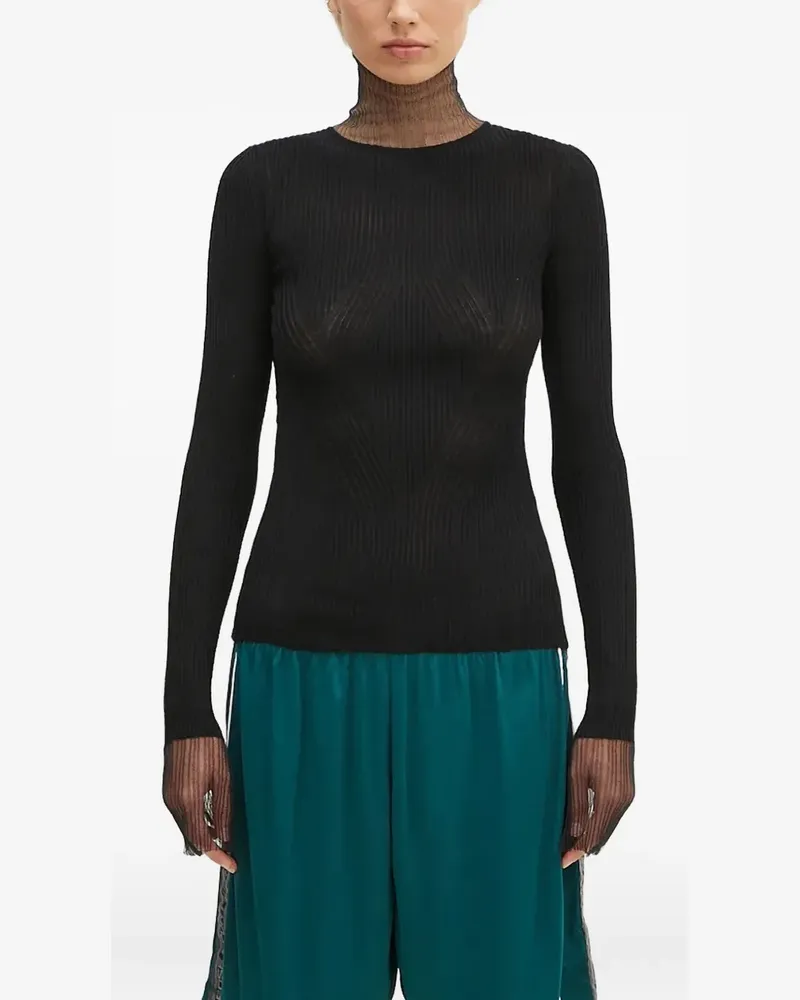 SPORTMAX Geripptes Derris Stricktop - Schwarz Schwarz