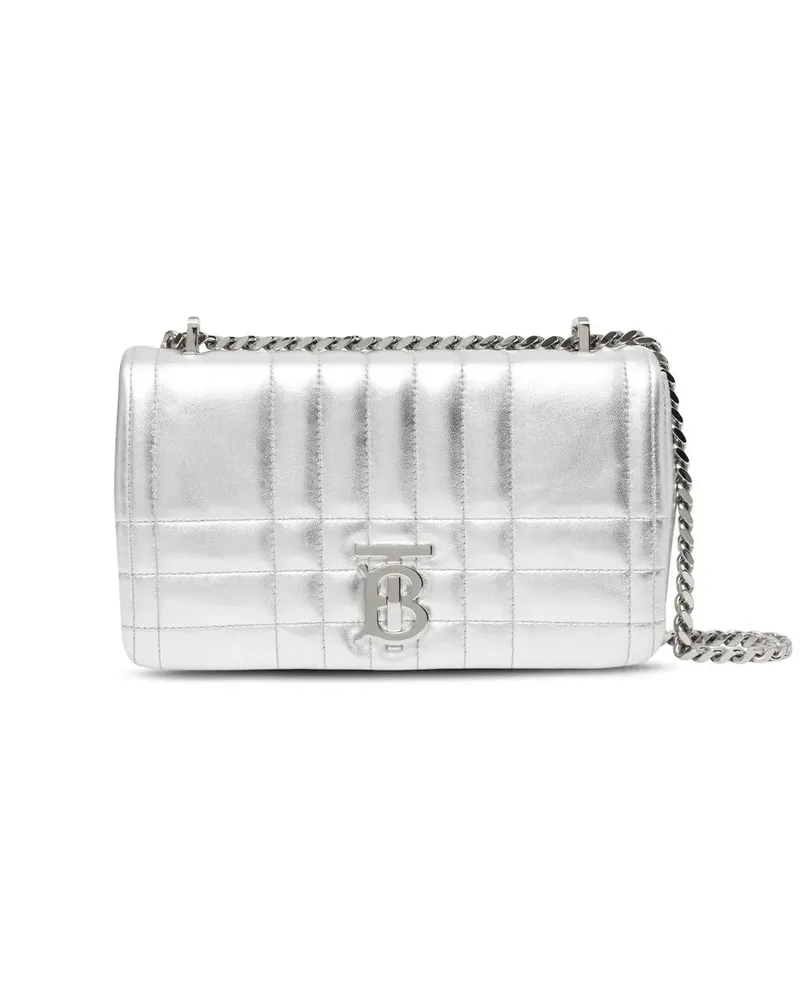 Burberry Kleine Lola Tasche aus metallischem Leder - Silber Silber