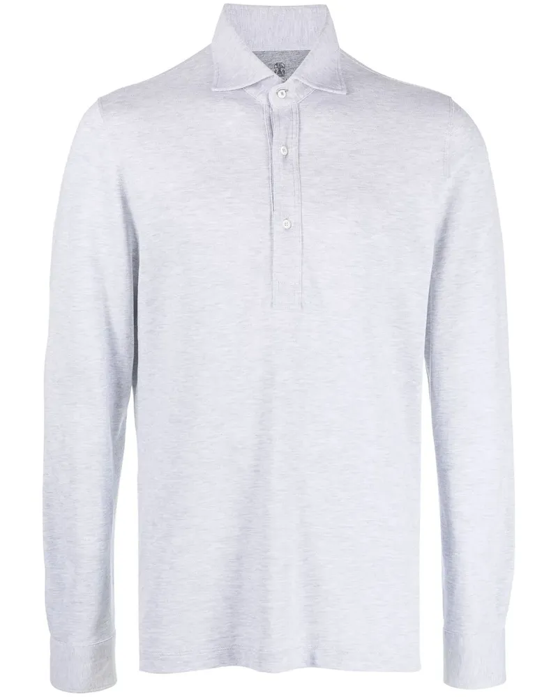 Brunello Cucinelli Langärmeliges Poloshirt - Grau Grau