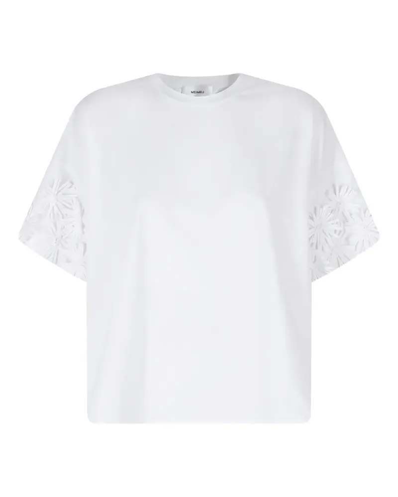 MEIMEIJ floral-appliqué short-sleeve T-shirt - Weiß Weiß